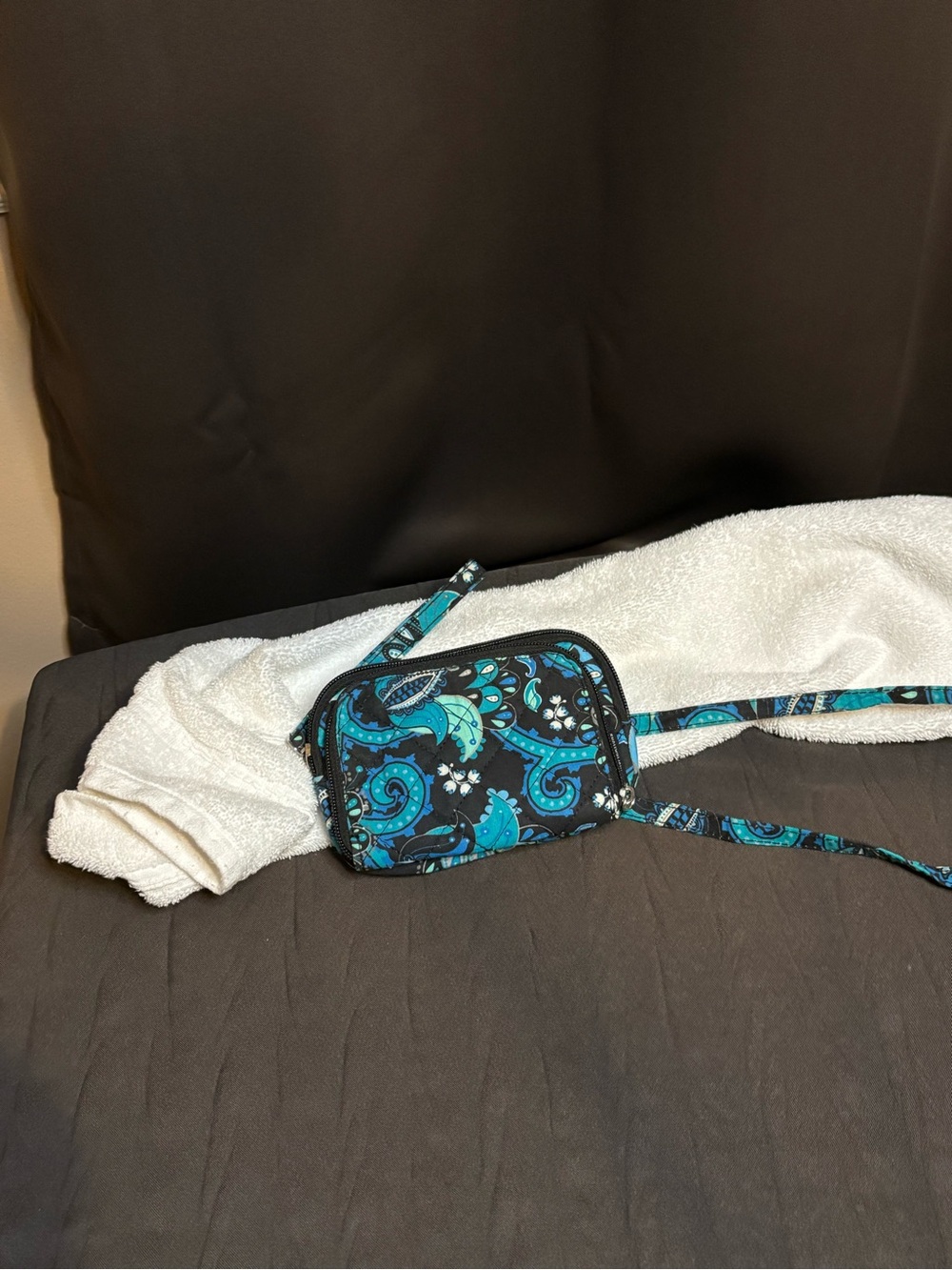 Waverly Quilted Crossbody Bag in Teal and Aqua Paisley